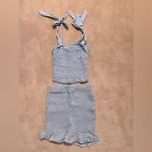 Abercrombie & Fitch skirt and top light blue floral set.